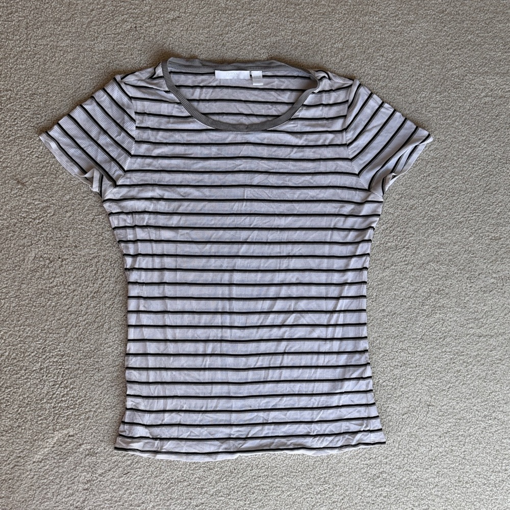 Boss Viscose Black and White Striped Tee